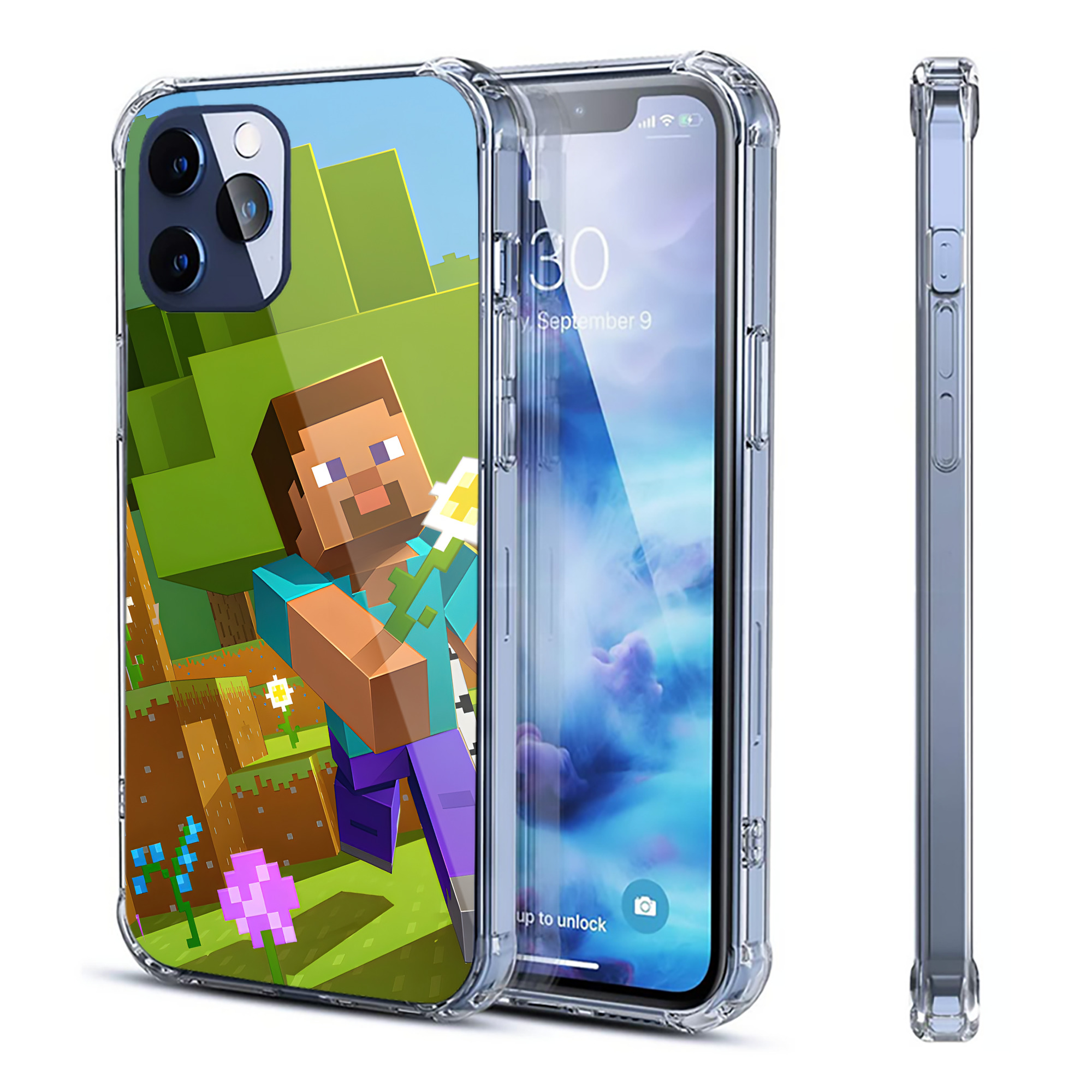 （画像用） マインクラフト ブロックの世界 Minecraft MC Block world 【iPhone 12シリーズ対応】透明スマホケース（クリアソフトケース）